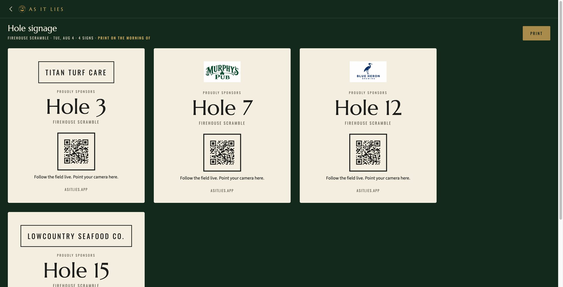 Sponsor hole signs, ready to print